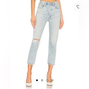 AGOLDE Riley High Rise Cropped Straight-Leg Jeans in Shatter